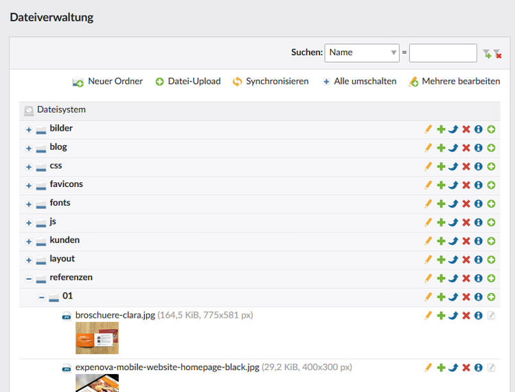 Contao Dateiverwaltung
